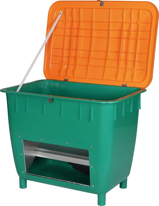 Grit bin with removal chute