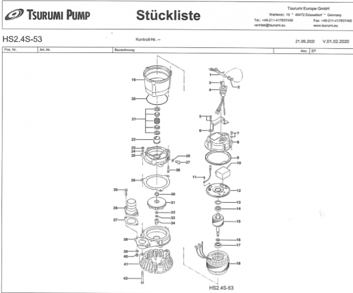 Spare parts Tsurumi drainage pump HS2.4S