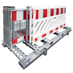 Nissen Transport- und Lagergestell, stapelfähig, für 20 Absturzsicherungen 2000 x 1000 mm, aus feuerverzinktem Stahl
